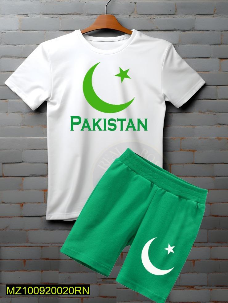 2 Pcs Unisex Cotton Printed Shirt And Shorts Set